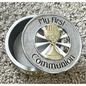 My First Communion Silver Gold Keepsake Box Collection Joseph's Studio by Roman